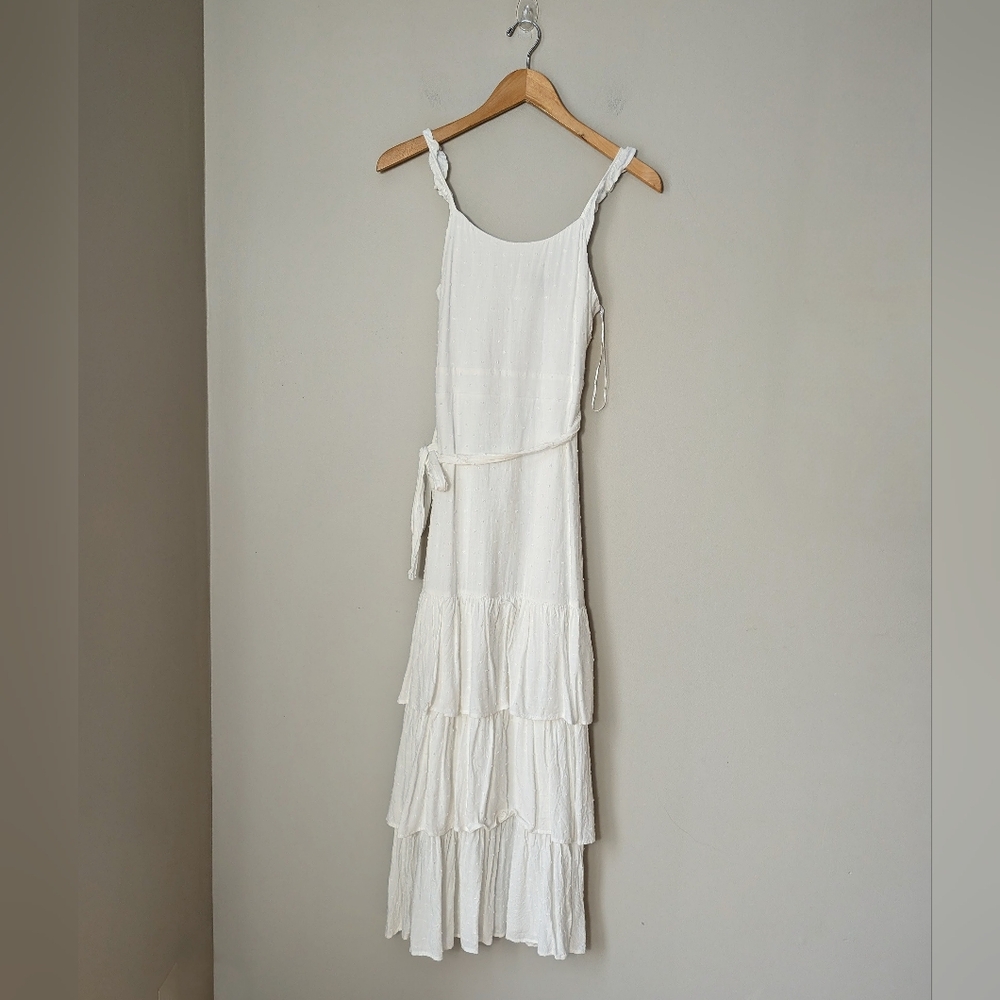 Lulu's White Tiered Ruffle Midi Dress Size XS